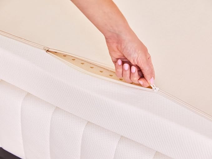 Pure Green Natural Latex Mattress Topper w/Luxury Cover - Medium Firmness - 3 Inch - King Size (GOLS Certified Organic)