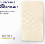 SLEEP ZONE Cooling Twin Mattress Topper for Single Bed, Premium Zoned Cool Mattress Pad Cover, Padded Mattress Protector Breathable Washable, Deep Pocket 8-21" (Beige, Twin)