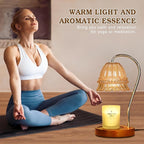 Glass Candle Warmer Lamp with Timer, Flower Candle Lamp, Birthday Gifts for Women, Mom, Female Friend, Candle Lamp Warmer Gifts, Electric Dimmable Candle Warmer, Vintage Home Decor, Amber
