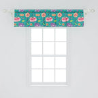Ambesonne Floral Window Valance, Pattern with Lotus Flowers Peonies and Chrysanthemums Oriental Motifs Garden Art, Curtain Valance for Kitchen Bedroom Decor with Rod Pocket, 42" x 12", Teal