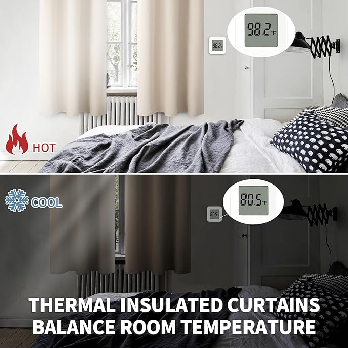 BGment Champagne Short Room Darkening Curtains for Small Windows, 38 x 54 Inch Thermal Insulated Tier Set of 2 Panels Sun Blocking Drapes for Kitchen Bedroom