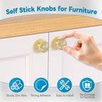 Self Adhesive Drawer Knobs, 2 Pack Self Stick Door Pull Handles, Zinc Alloy No Drilling Cabinet Knobs for Drawer, Closet, Window, Dresser, Sliding Barn/Glass Shower/Balcony Door (2, Gold)