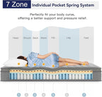 Vesgantti 10 Inch Multilayer Hybrid Twin Mattress - Multiple Sizes & Styles Available, Ergonomic Design with Memory Foam and Pocket Spring, Medium Firm Feel, Grey