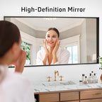 55”x 30” Blak Bathroom Mirrors for Over Sink, Black Framed Vanity Mirror for Bathroom, Shatter Proof, Tempered Glass, Rectangle Wall Mirror Horizontally/Vertically