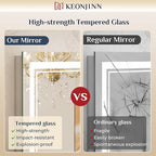 Keonjinn Bathroom LED Mirror 30 x 30 Inch Frontlit and Backlit, Tempered Glass Stepless 3 Colors Temperature & Dimmable Square Wall Mirror, UL Listed LED Driver, Double LED Strips, Anti-Fog