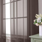 Aiyufeng Chocolate Brown Sheer Curtains 90 Inches Long 2 Panels, Solid Voile Rod Pockets Stylish Breathable Drapes Window Treatment for Kid's Room/Bedroom/Living Room, 42W x 90L, Chocolate Brown
