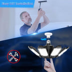 LED Garage Light - 2Pack Bright 50000LM Garage Lights Ceiling Led w/ 8 Deformable Panels 6500K Led Light Bulb Srew in E26/E27 Socket with Adjustable Center Spotlight for Barn Workshop Attic