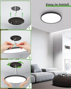 zemty 16.5 Inch LED Ceiling Light Flush Mount, 36W 4200lm Super Slim Flush Mount Ceiling Light Fixtures, 3000K/4500K/6000K Selectable Ceiling Lamp for Bedroom Kitchen Living Room (Black)