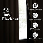 NICETOWN 100% Blackout Tan Curtains for Travel, Grommet Lightweight Portable Window Treatments Thermal Curtains Easy to Install for Living Room/Bedroom, W52 x L72, 2 Panels