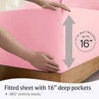 LuxClub 4 PC Sheet Set Bed Sheets Deep Pockets 16" Eco Friendly Wrinkle Free Cooling Machine Washable Hotel Bedding Silky Soft - Baby Pink King
