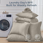 HEVUMYI Oatmeal King Comforter Set - 7-Piece All Season Bed in a Bag King, Ultra Soft Bedding Set with Comforter, Flat Sheet, Fitted Sheet, Pillowcases, Pillow Shams