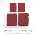 Mellanni California King Sheets Set - 4 PC Iconic Collection Bedding - Hotel Luxury, Extra Soft, Cooling Bed Sheets - Wrinkle, Fade, Stain Resistant (Cal King, Brick Red)