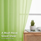 OVZME Sheer Curtains 84 Inches Long 2 Panels Set, Light Filtering Transparent Lightweight Soft Window Treatment Panels for Study Room Living Room Guest Room, Each 42W x 84L Inches, Lime