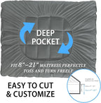 CYMULA Full Size Mattress Topper - Extra Thick Cooling Mattress Pad Cover for Back Pain - Soft Mattress Protector Firm Bed Topper Pillow Top with 8-21 Inch Deep Pocket 3D Snow Down Alternative Fill