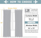 ChrisDowa 100% Blackout Curtains 80 inch Long for Bedroom with Black Liner, 2 Thick Layers Total Blackout Thermal Insulated Grommet Window Curtains 2 Panels Set (Black, 52 x 80 Inch)