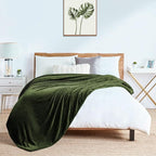 Walensee Fleece Blanket Plush Throw Fuzzy Lightweight (Throw Size 50x60 Olive Green) Super Soft Microfiber Flannel Blankets for Couch, Bed, Sofa Ultra Luxurious Warm and Cozy for All Seasons