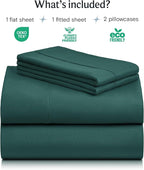 LuxClub 4 PC Full Sheet Set, Breathable Luxury Bed Sheets, Deep Pockets Wrinkle Free Cooling Bed Sheets Machine Washable Hotel Bedding Silky Soft - Emerald Full