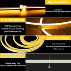 Lamomo LED Neon Lights, 16.4ft Yellow LED Strip Light, 12V 0.39In/Cut Silicone Waterproof Neon Rope Light, DIY Neon Sign for Bedroom Indoor Outdoor Decoration（Power Adapter not Included）