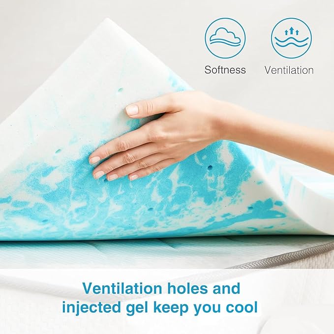 Mattress Topper, King Size Cooling Memory Foam Bed Toppers, 3 Inch Soft Mattress Pads for Sleeper Sofa, RV, Camper, CertiPUR-US Certified