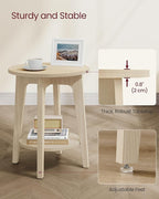 VASAGLE MAEZO Collection - Side Table, 2-Tier Small Round End Table, Nightstand with Tapered Legs, Curved Transitions, for Small Spaces, Living Room, Bedroom, Natural Beige ULET283N01
