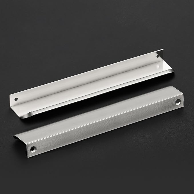 Ravinte Hardware 30 Pack Silver Cabinet Handles, 7.8 Inch (200mm) Finger Edge Pulls, 6-1/4 Inch Hole Center, Finger Pulls for Cabinets