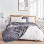 Walensee Fleece Blanket Plush Throw Fuzzy Lightweight (Queen Size 90x90 Dark Grey) Super Soft Microfiber Flannel Blankets for Couch, Bed, Sofa Ultra Luxurious Warm and Cozy for All Seasons