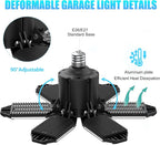 LED Garage Light Bulbs, 100W 6000K Garage Lights Ceiling Led with 6 Adjustable Panels, E26/E27 Screw in Shop Light for Attic Workshop Basement Barn - 4 Pack