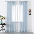 DUALIFE Dusty Blue Sheer Curtains 84 Inch Length for Living Room Decor Set of 2 Panels Grommet Window Look Semi Sheer Transparent Sheer Curtains for Bedroom 52x84 Inches Long Stone Blue