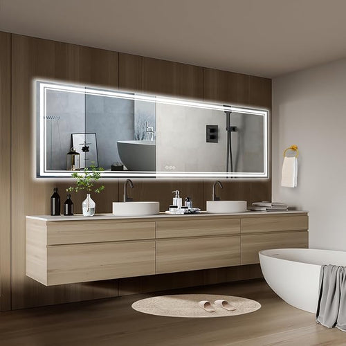 110x40 Inch Led Mirror for Bathroom with Front Light and Backlit, Dimmable Anti Fog Wall Bathroom Mirror with Led Lights, Water Proof, Decor Vanity Mirror