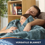 Walensee Fleece Blanket Plush Throw Fuzzy Lightweight (Throw Size 50x60 Washed Blue/Slate Blue/Grey Blue) Super Soft Microfiber Flannel Blankets for Couch, Bed, Sofa Warm and Cozy for All Seasons
