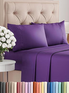 Twin XL 4 Piece Sheet Set - Comfy Breathable & Cooling - Ultra-Soft Hotel Luxury Bedding Set with 8-16 Inch Deep Pockets - 1 Flat & 1 Fitted Sheet & 2 Pillowcases - Wrinkle Free & Easy Care - Purple