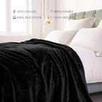 Exclusivo Mezcla Plush Fuzzy Fleece Bed Blanket Twin Size, Super Soft, Fluffy and Warm Blankets, Suitable for All Seasons (Black, 90x66 Inches)