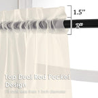OVZME Cream Sheer Curtains 108 Inches Long 2 Panels - Soft Light Filtering Window Sheer Panels for Living Room/Bedroom, Top Dual Rod Pocket, 1 Pair, Each 42Wx108L Inches