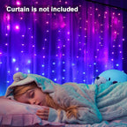 Pink Purple & Blue Ombre Fairy Curtain Lights with Dimmer Switch, Ombre Rainbow LED Icicle String Curtain Lights for Girls Room, Bedroom, Teen Room, Kids Room, Wedding, Christmas Gift, Mermaid Décor