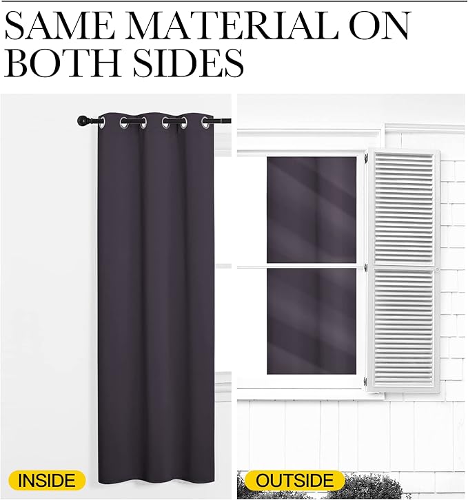 NICETOWN Greyish Purple Blackout Curtains 90 inches Length for Living Room, 2 Panels, 42" Wide, Thermal Insulated Long Drapes for Large Window