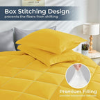 HEVUMYI Twin Comforter Set - 5-Piece All Season Bed in a Bag Twin, Ultra Soft Bedding Set with Comforter, Flat Sheet, Fitted Sheet, Pillowcases, Pillow Shams, Yellow & Light Grey