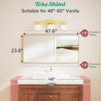TokeShimi 48x24 Matte Black Bathroom Mirror for Over Sink,Bathroom Mirror Rectangle with Tempered Glass,Vanity Mirror with Seamless Aluminum Frame(Horizontal/Vertical)