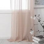 HUTO Blush Pink Sheer Curtains 54 inches Long for Bedroom Top Rod Pocket Sheer Window Panels Curtains for Nursery Living Room 52 by 54 Inch Length Set of 2 Panels