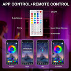 LED Strip Lights, 50ft Smart RGB Music Sync Bluetooth App & Remote Control, USB-Powered LED Lights for TV, Gaming, Bedroom, PC, Home Theater,Parlor,Room