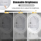 Oval LED Mirror for Bathroom Wall 28 x 40 Inch,Oval Frameless LED Bathroom Vanity Mirror,Lighted LED Mirror with 3 Color Lighting,Dimmable, Anti-Fog(Horizontal/Vertical)