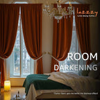 Lazzzy Velvet Blackout Curtains Thermal Insulated Room Window Drapes Super Soft Luxury Curtains for Living Room Bedroom Rod Pocket 2 Panels, Burnt Orange, 52" W x 90" L