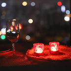 Woho Red Votive Candle Holders Set of 12 for Boho Wedding Table, Ginkgo Leaves Design Tealight Candle Holder Vintage for Christmas Decorations, Glass Tea Lights Candle Holder for Valentines Day Decor