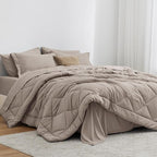 Love's Cabin King Size Comforter Set - Burlwood, 7-Piece King Bed in a Bag, All Season Bedding with 1 Comforter, 1 Flat Sheet, 1 Fitted Sheet, 2 Pillowcases and 2 Pillow Shams