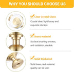 2-Pcs 1-1/4-Inch White Cabinet Glass Crystal Pumpkin knobs Brass Drawer Round Knobs Dresser Pulls, Gold Hardware Kitchen Closet knobs for Bifold Doors