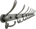 Dseap Coat Rack Wall Mount - 38” Long 10-Tri-Hooks Heavy Duty Coat Hanger Rail Wall Hooks for Hanging Coats Hats Clothing Clothes Purse Mudroom Entryway, Gray