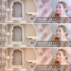 Niccy Arched LED Bathroom Mirror, 40x30 Inch Arch Frameless Backlit Mirrors for Wall Arched Lighted Vanity Mirrors Defogger and 3 Color, Explosion-Proof, HD Glass and IP65 Waterproof