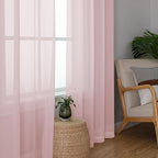 Aiyufeng Blush Pink Sheer Curtains 72 Inch Length 2 Panels Set, Light Filtering Airy Rod Pocket Light Pink Window Curtain Treatment Drapes for Kitchen Bedroom Living, Each 42Wx72L Inches