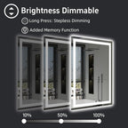 32"x 24" LED Bathroom Mirror with Lights, Dimmable, Double Lights, Backlit + Front Lit, 3 Colors Led Mirror for Bathroom, Lighted Bathroom Vanity Mirror, Tempered Glass(Horizontal/Vertical)