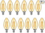 12-Pack Dimmable E12 LED Candelabra Bulbs 40Watt Equivalent, 2200K Amber Warm White, 380Lumens, 4W B11 Amber Chandelier Light Bulbs, LED Filament Clear Glass Candle Lamp for Ceiling Fan Home Decor