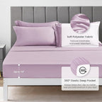 Love's cabin Full Comforter Set Light Purple, 7 Pieces Full Bed in a Bag, All Season Bedding Sets with 1 Comforter, 1 Flat Sheet, 1 Fitted Sheet, 2 Pillowcase and 2 Pillow Sham